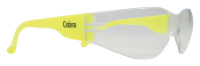 SGA SAFETY GLASSES COBRA CLEAR LENS - NEON YELLOW TEMPLES
